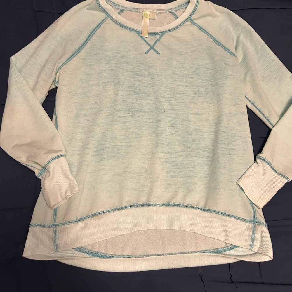GreenTea Sky Blue Top with Stitch Detail